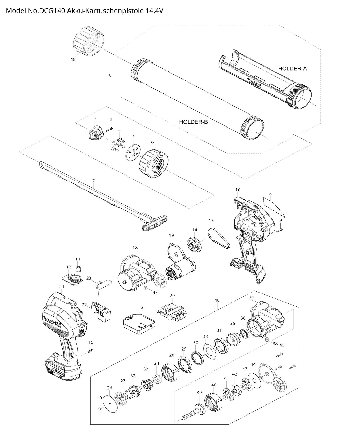 Makita DCG140 Ersatzteile