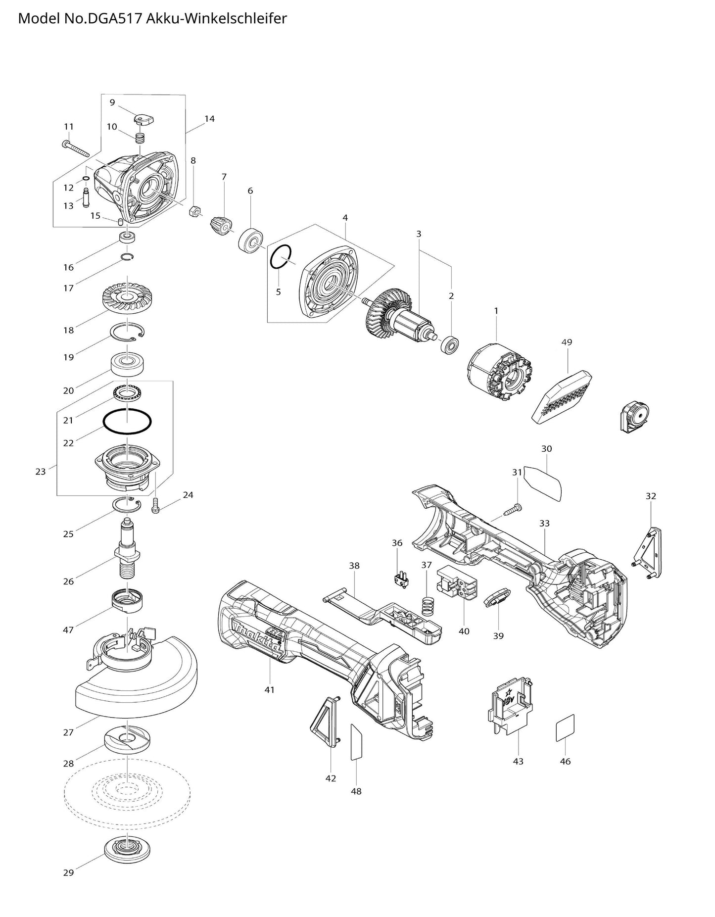 Makita DGA517 Ersatzteile