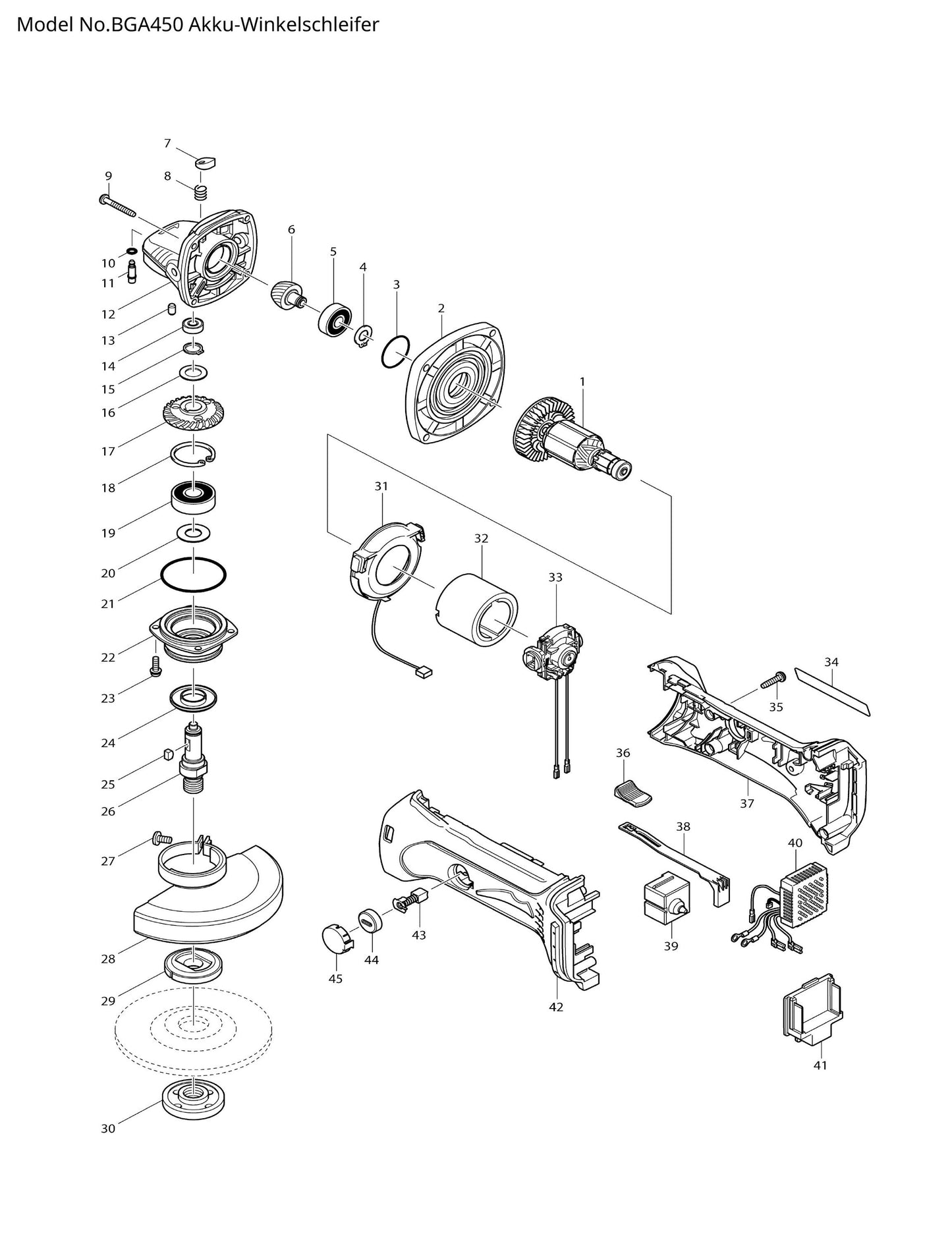 Makita BGA450R Ersatzteile