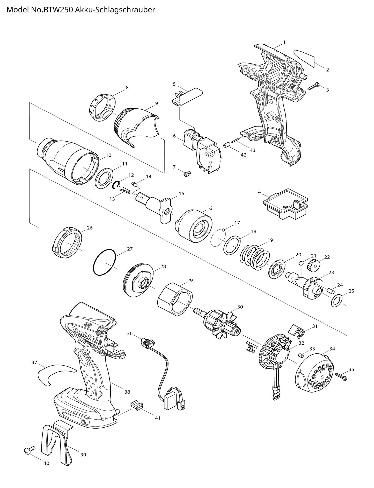 Makita BTW250 Ersatzteile