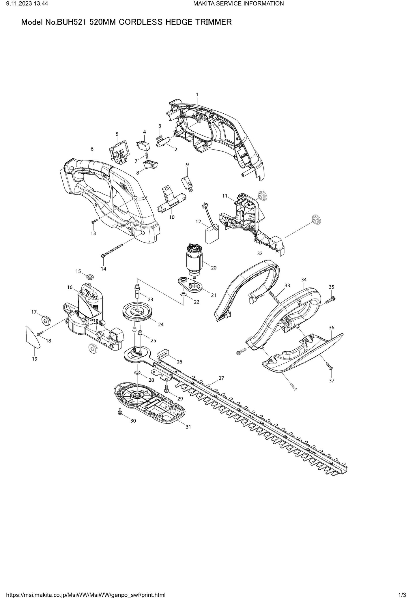 Makita BUH521 Ersatzteile