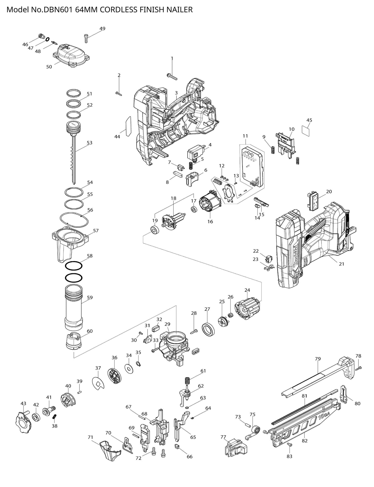 Makita DBN601 Ersatzteile