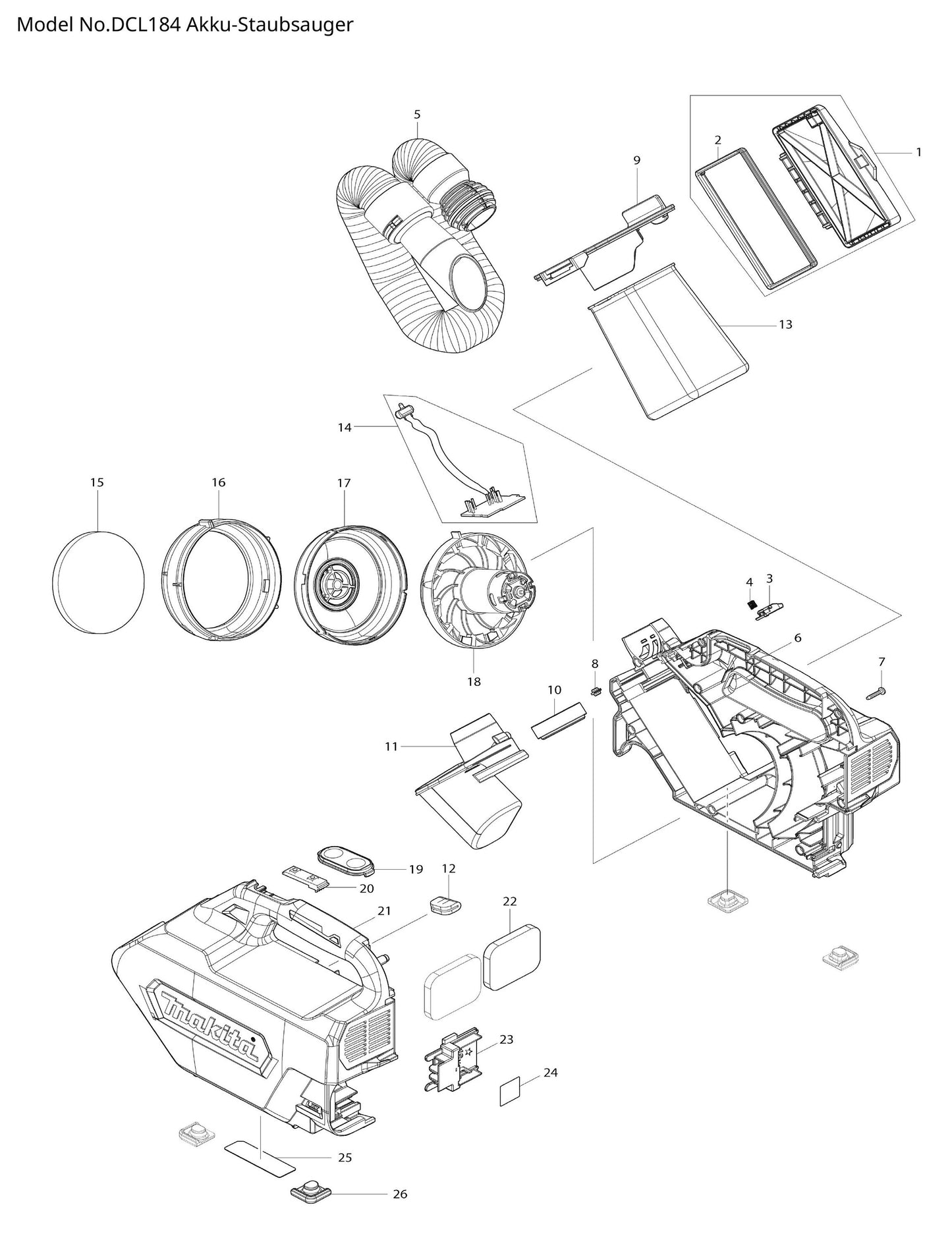 Makita DCL184 Ersatzteile