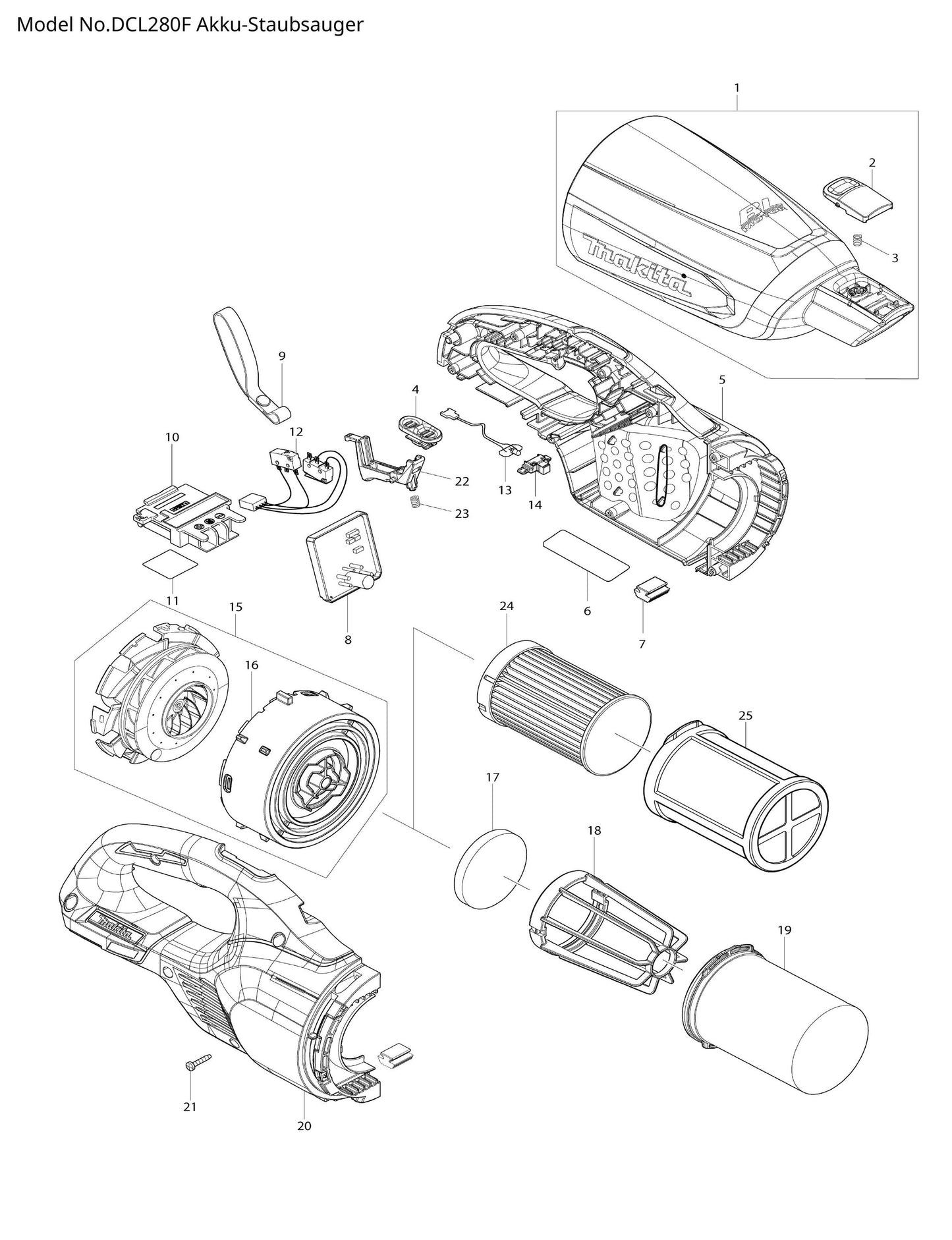 Makita DCL280F Ersatzteile