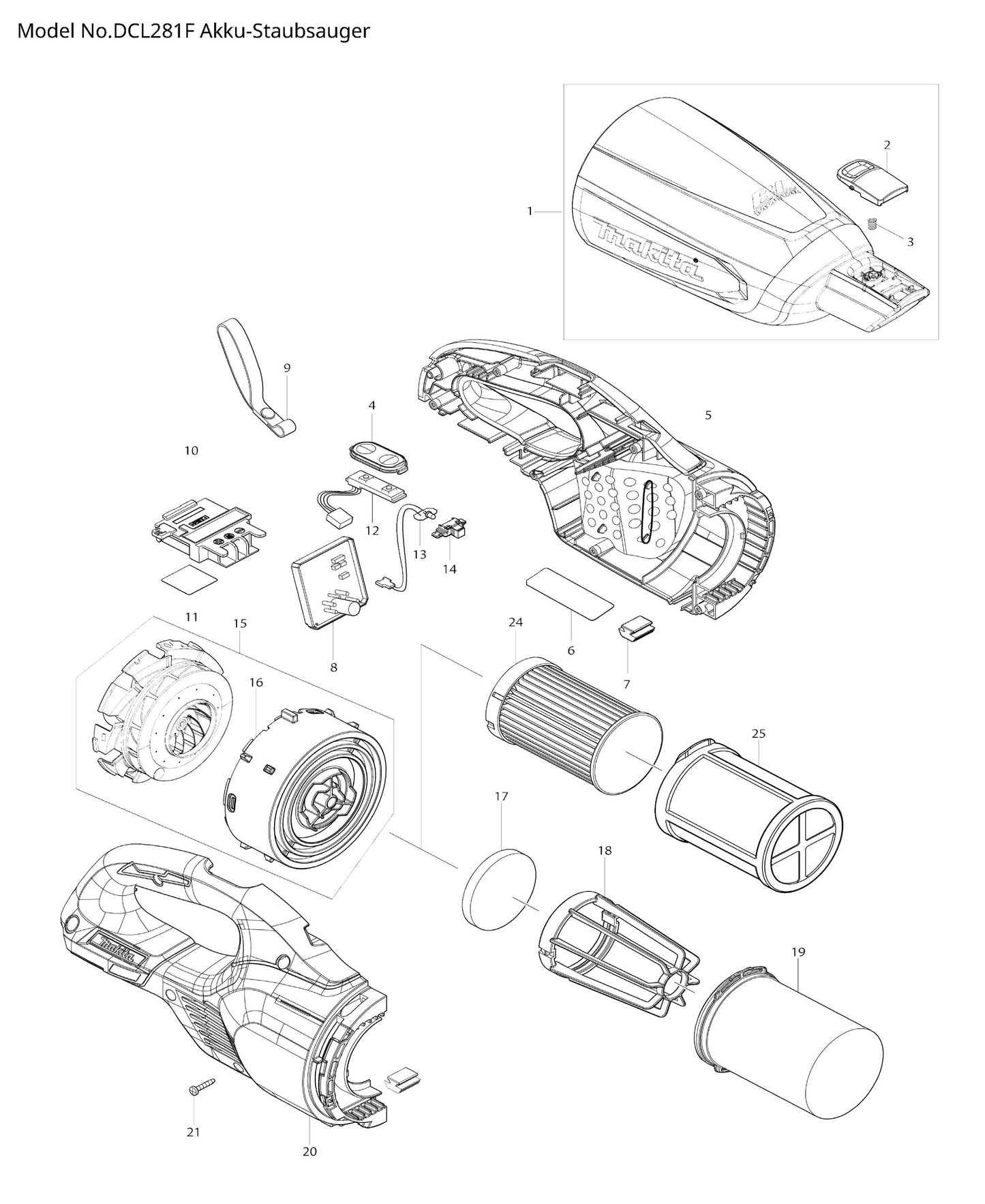 Makita DCL281F Ersatzteile