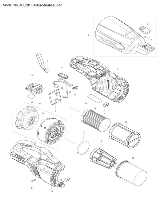 Makita DCL281F Ersatzteile