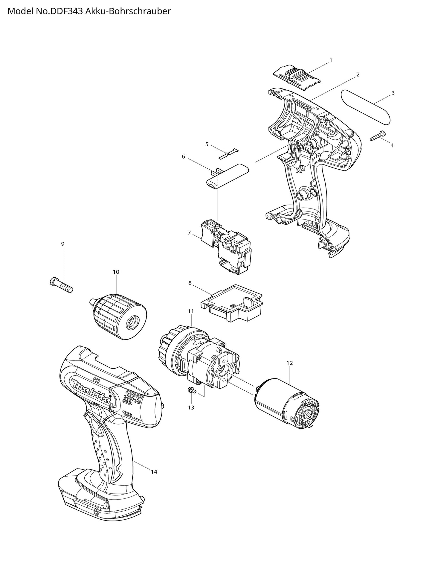 Makita DDF343 Ersatzteile