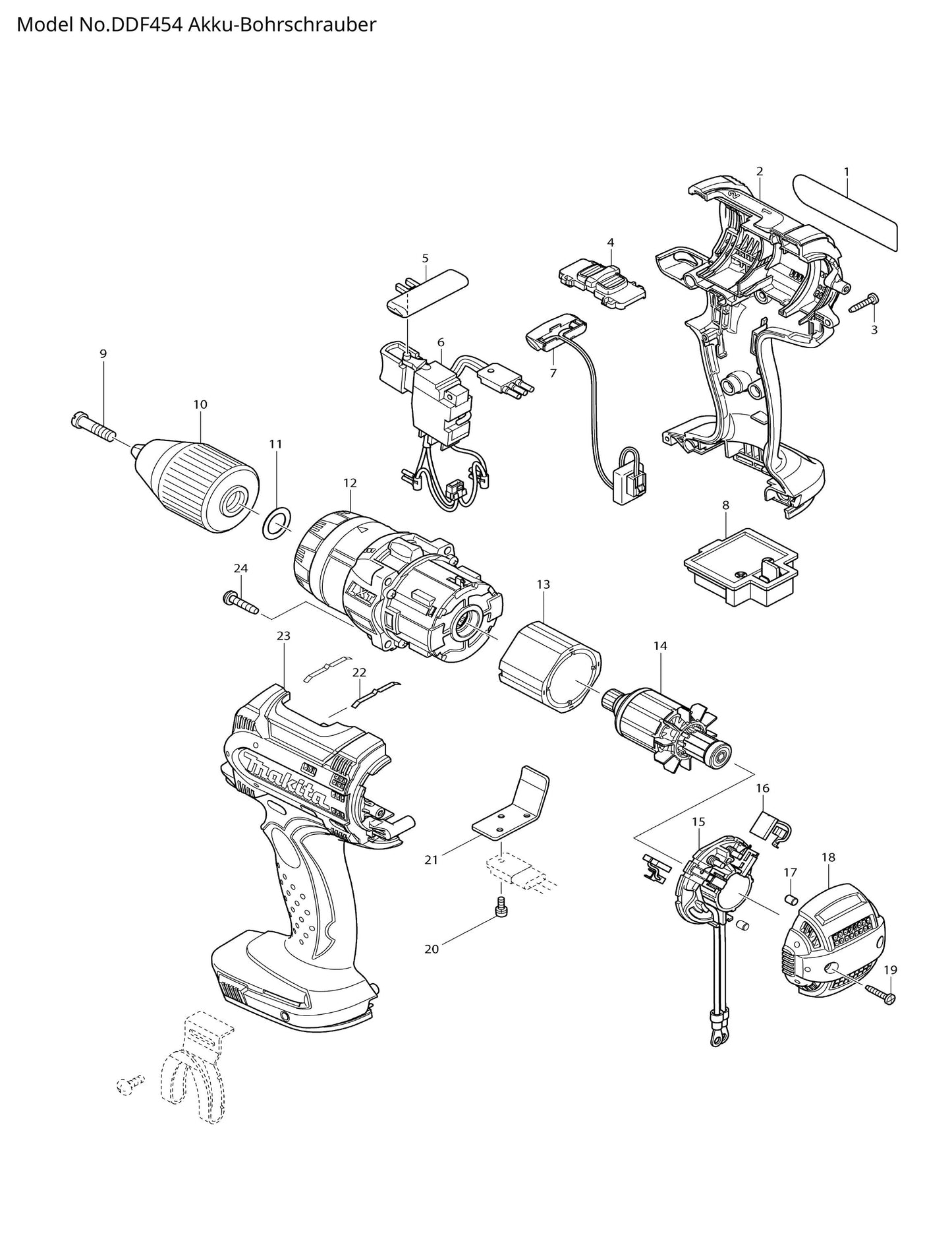 Makita DDF454 Ersatzteile