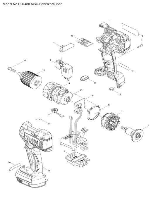 Makita DDF480 Ersatzteile