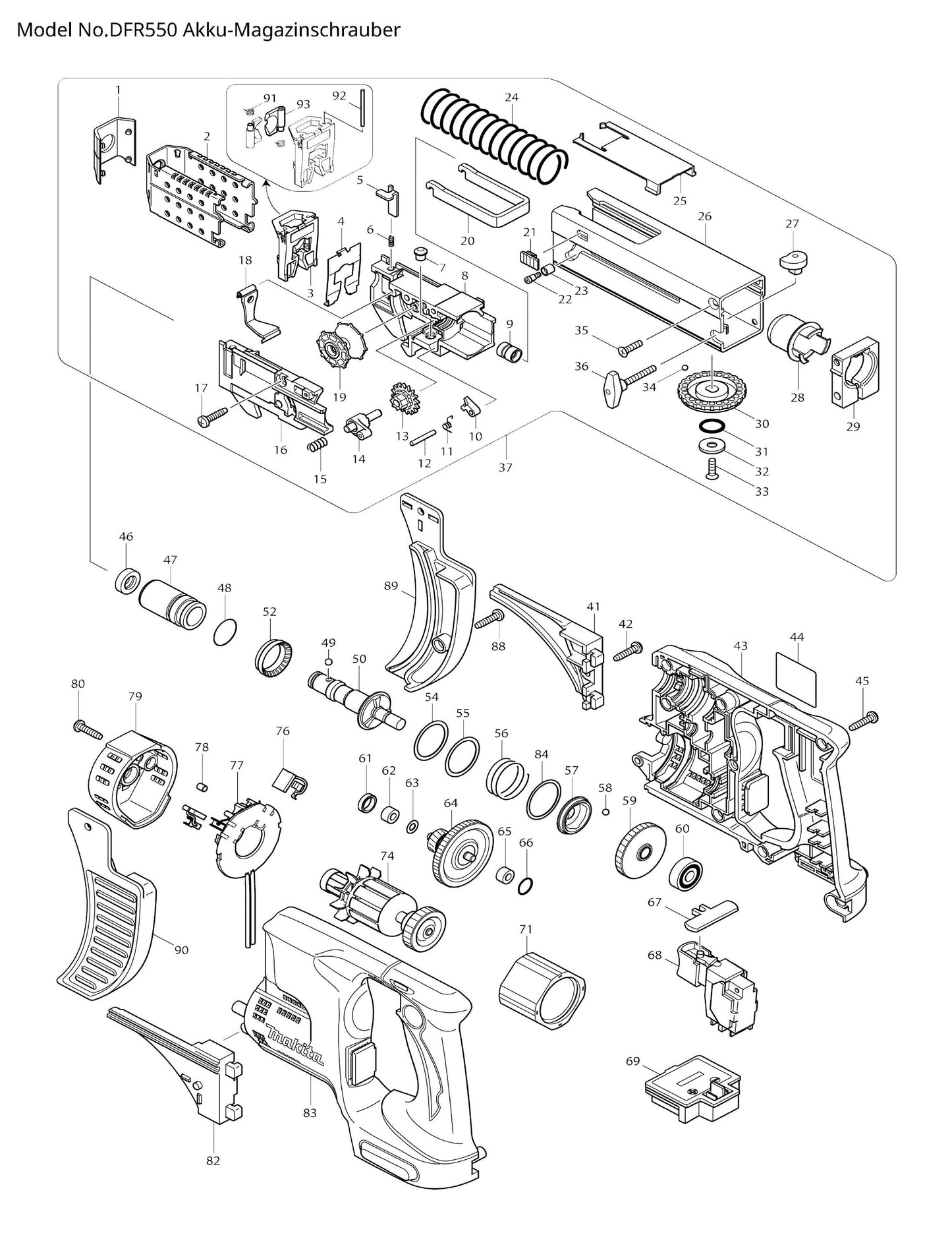 Makita DFR550 Ersatzteile