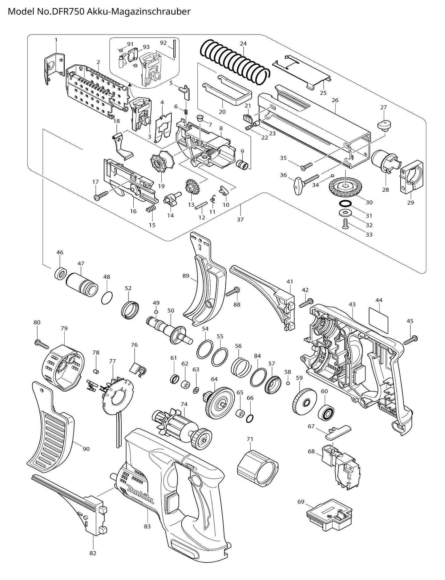 Makita DFR750 Ersatzteile