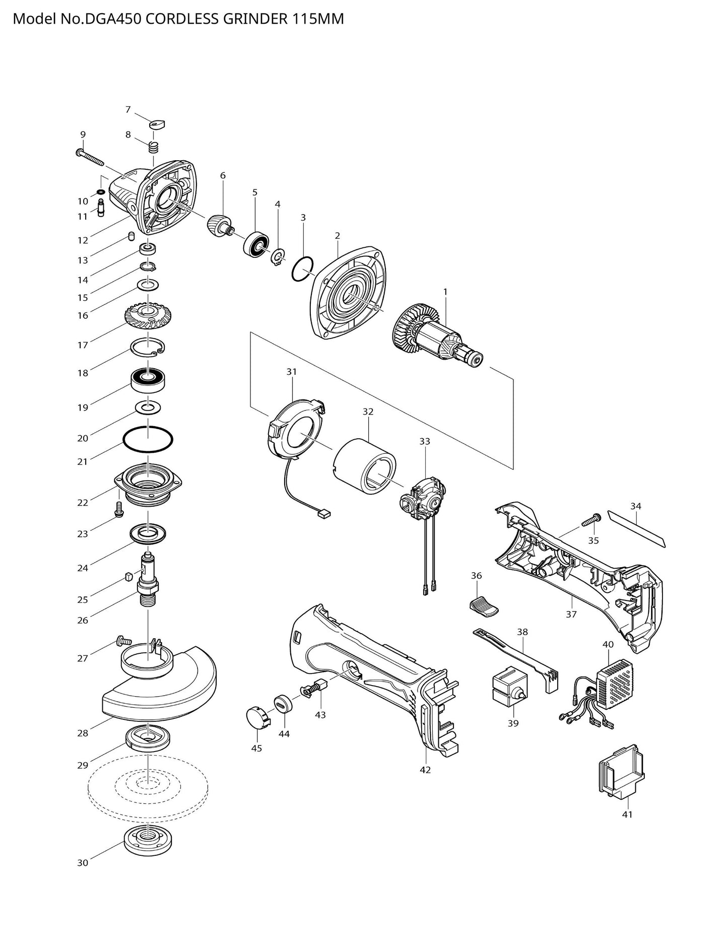 Makita DGA450 Ersatzteile