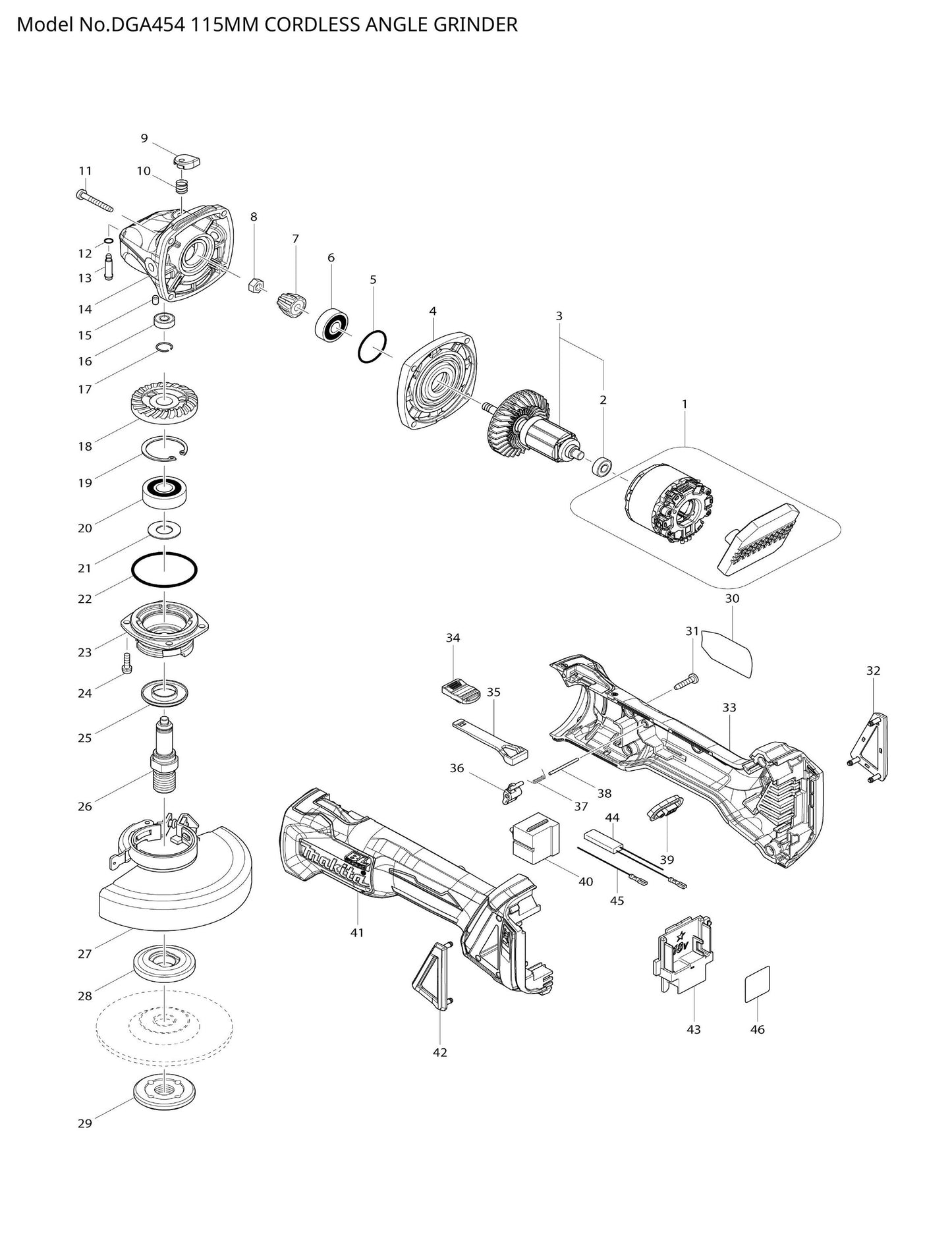 Makita DGA454 Ersatzteile