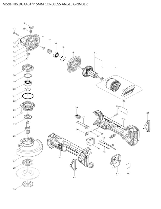 Makita DGA454 Ersatzteile