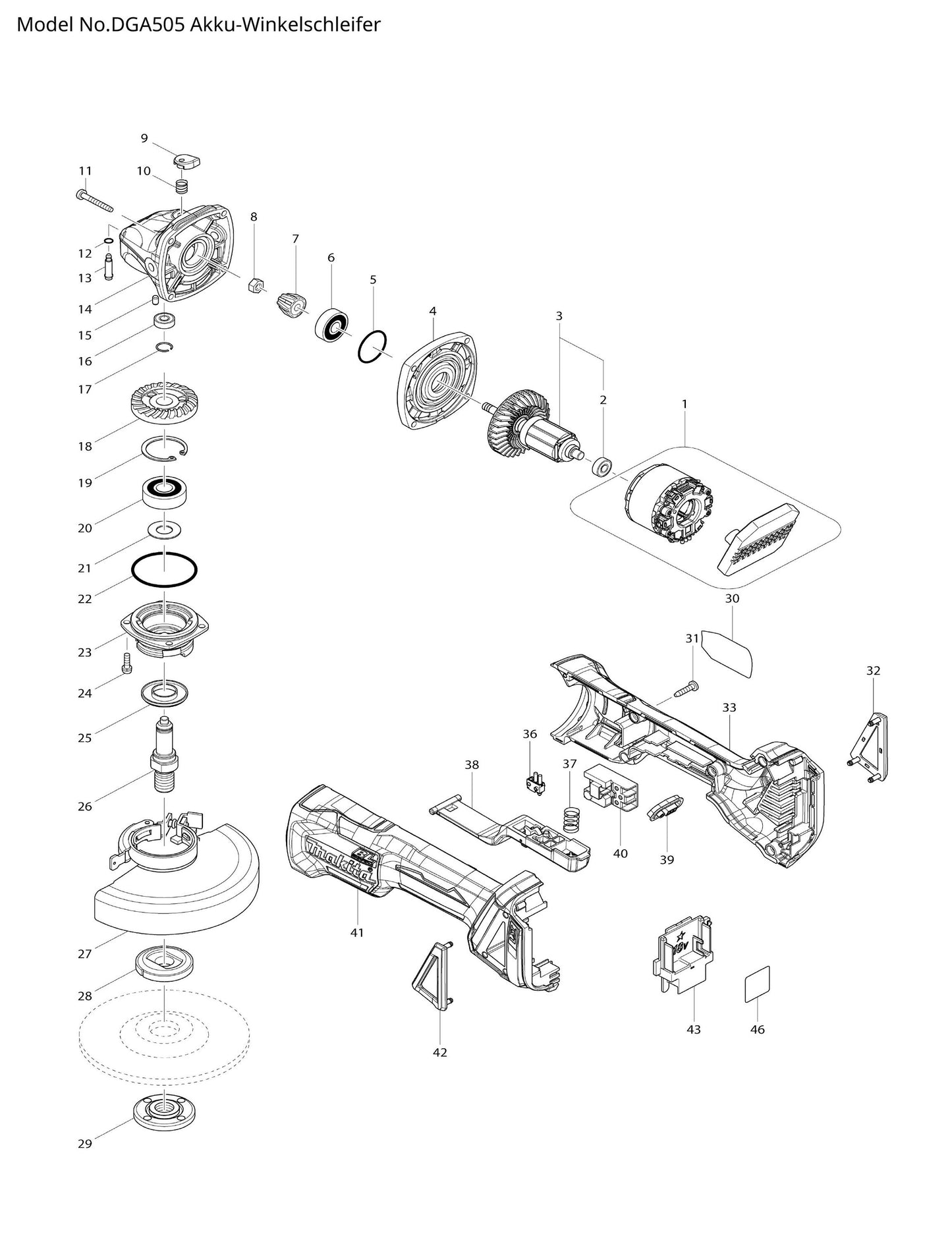 Makita DGA505 Ersatzteile