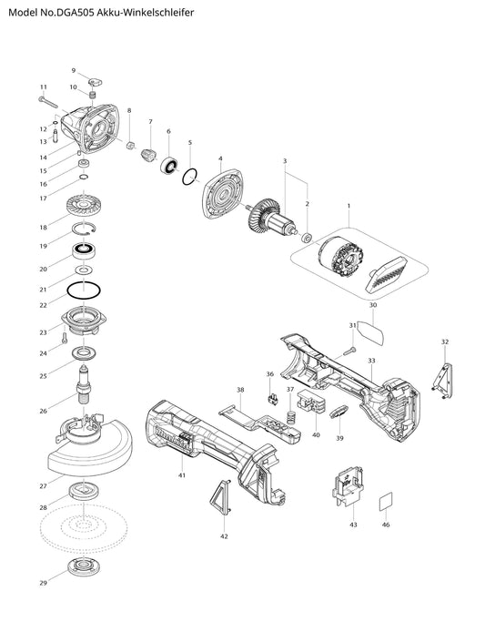 Makita DGA505 Ersatzteile