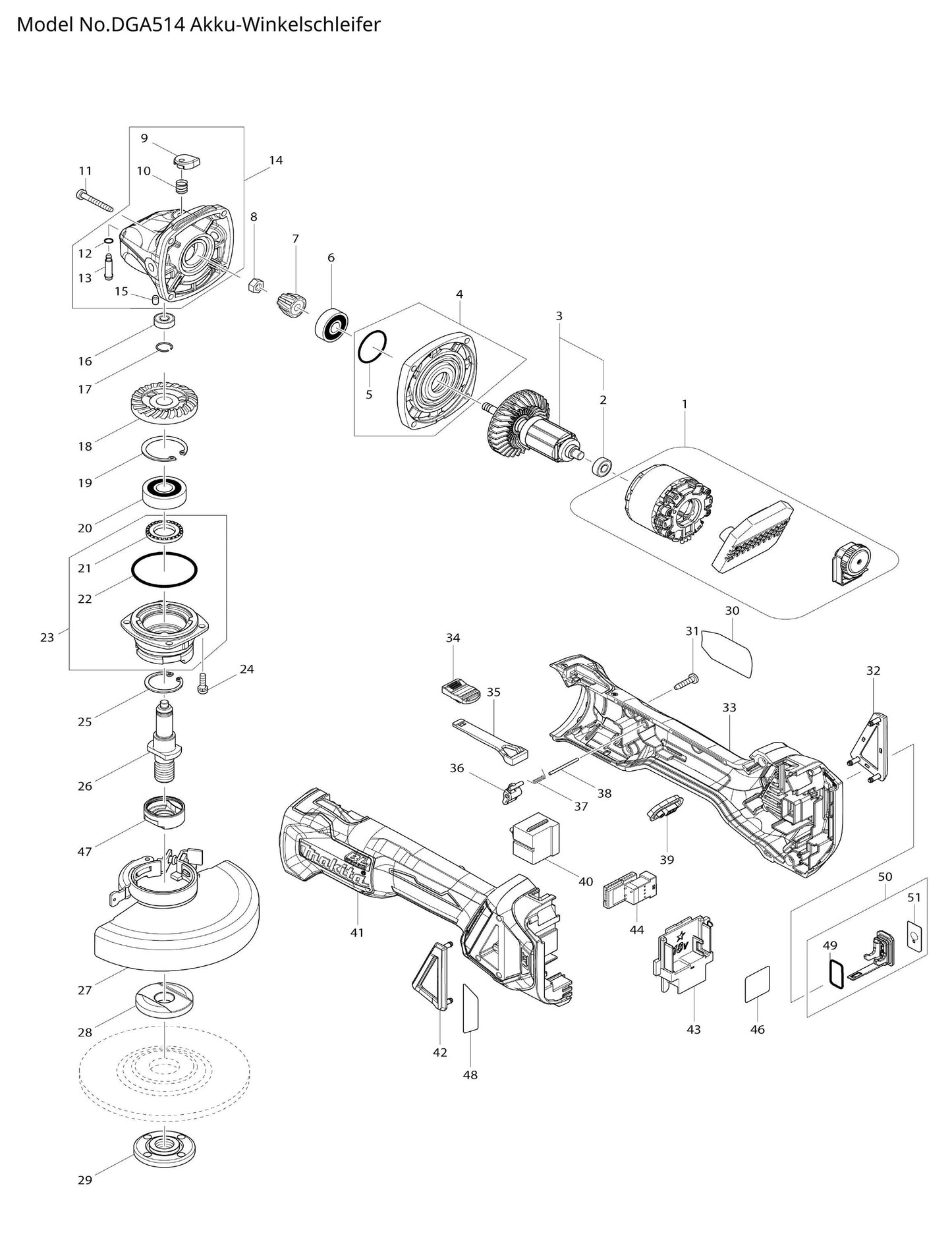 Makita DGA514 Ersatzteile