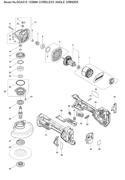 Makita DGA515 Ersatzteile
