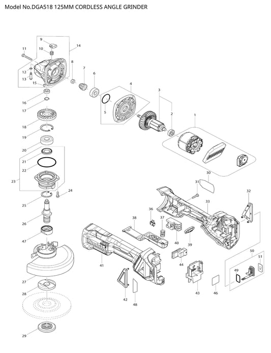 Makita DGA518 Ersatzteile