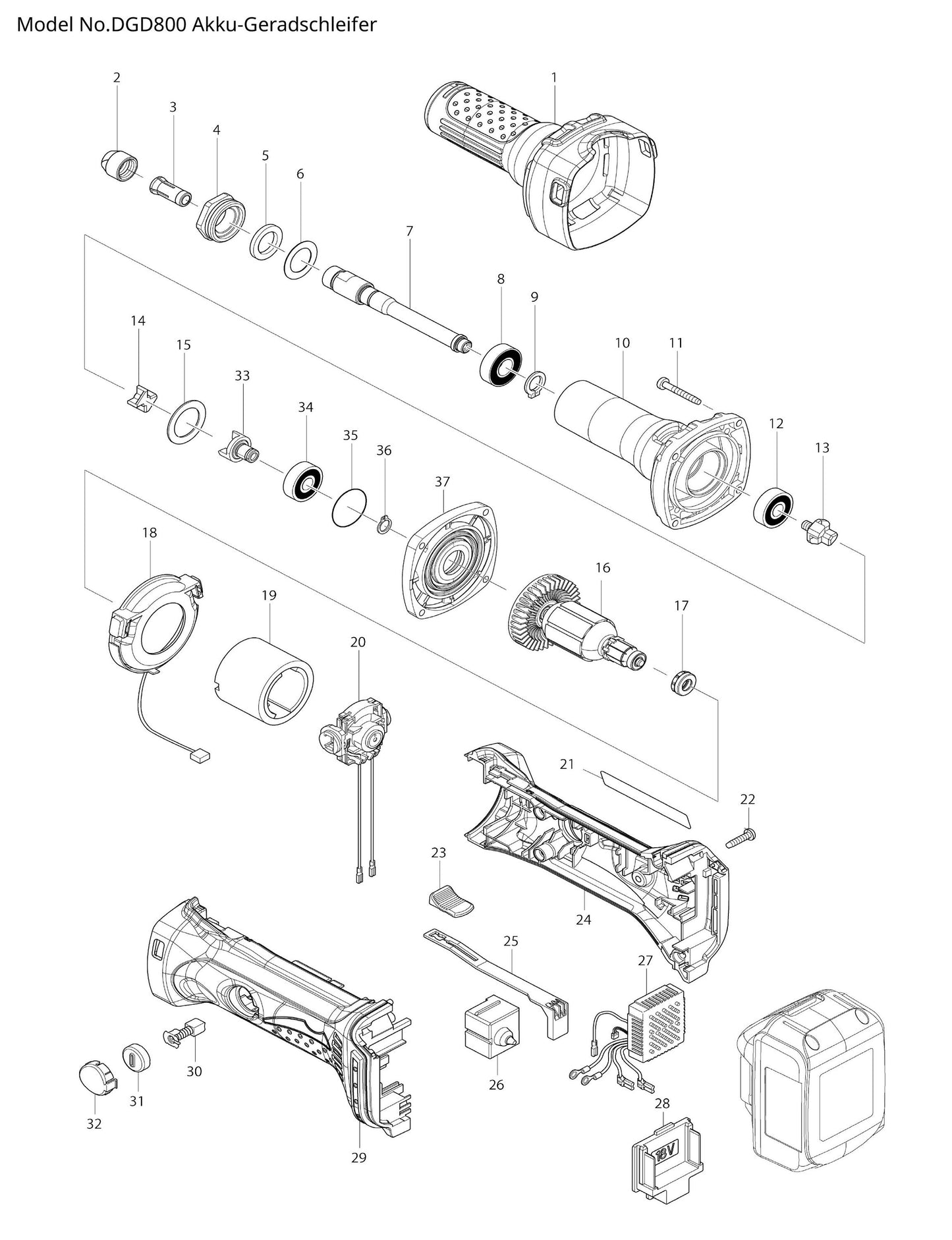 Makita DGD800 Ersatzteile
