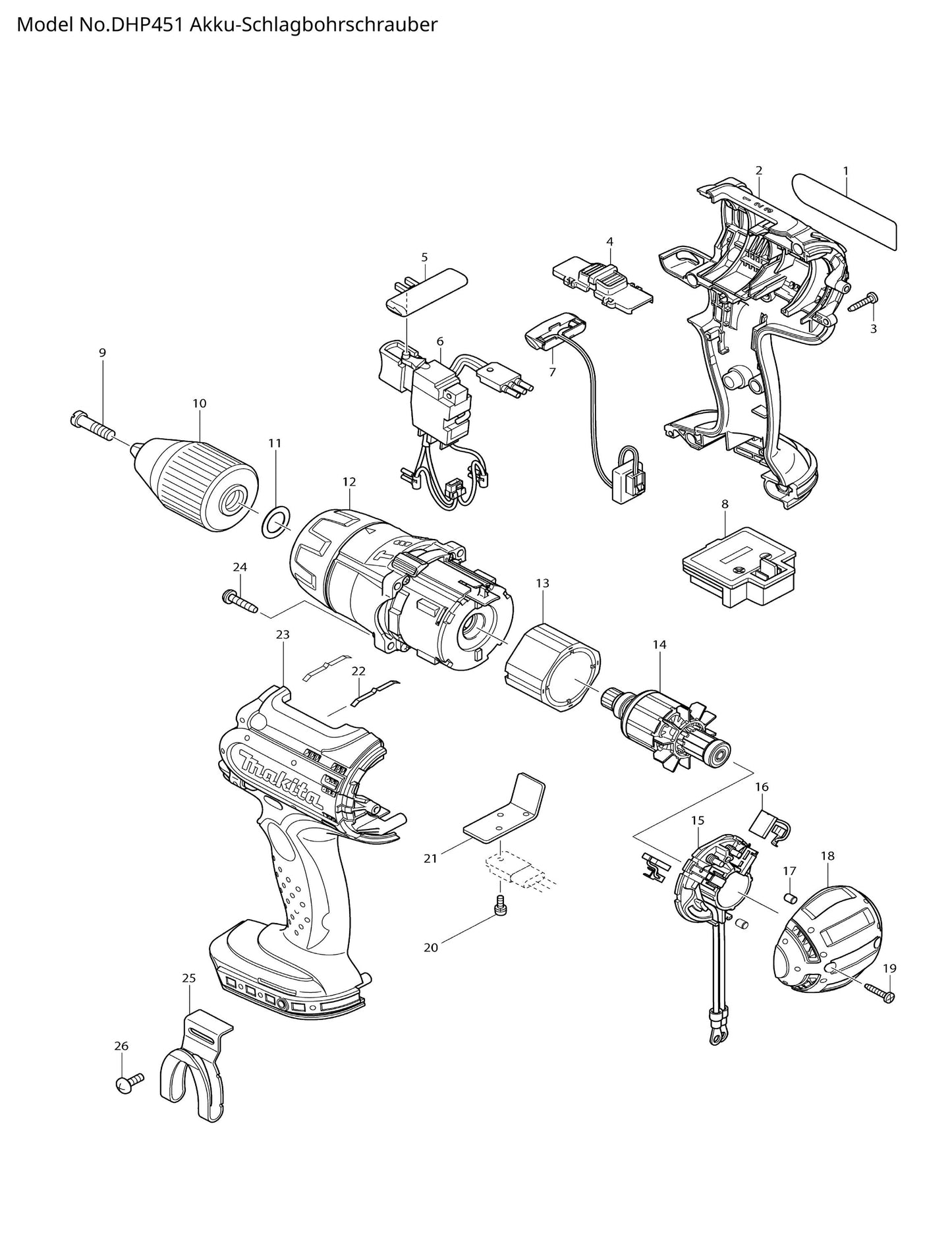 Makita DHP451 Ersatzteile