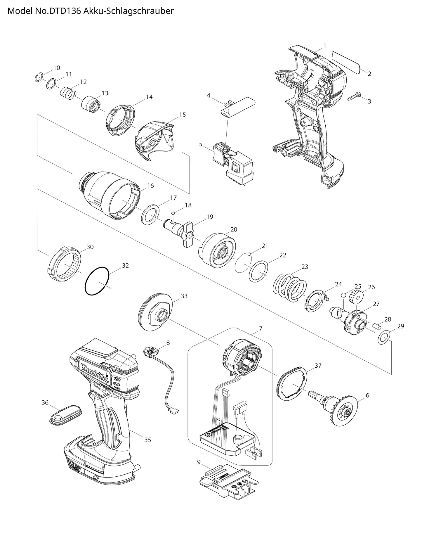 Makita DTD136 Ersatzteile