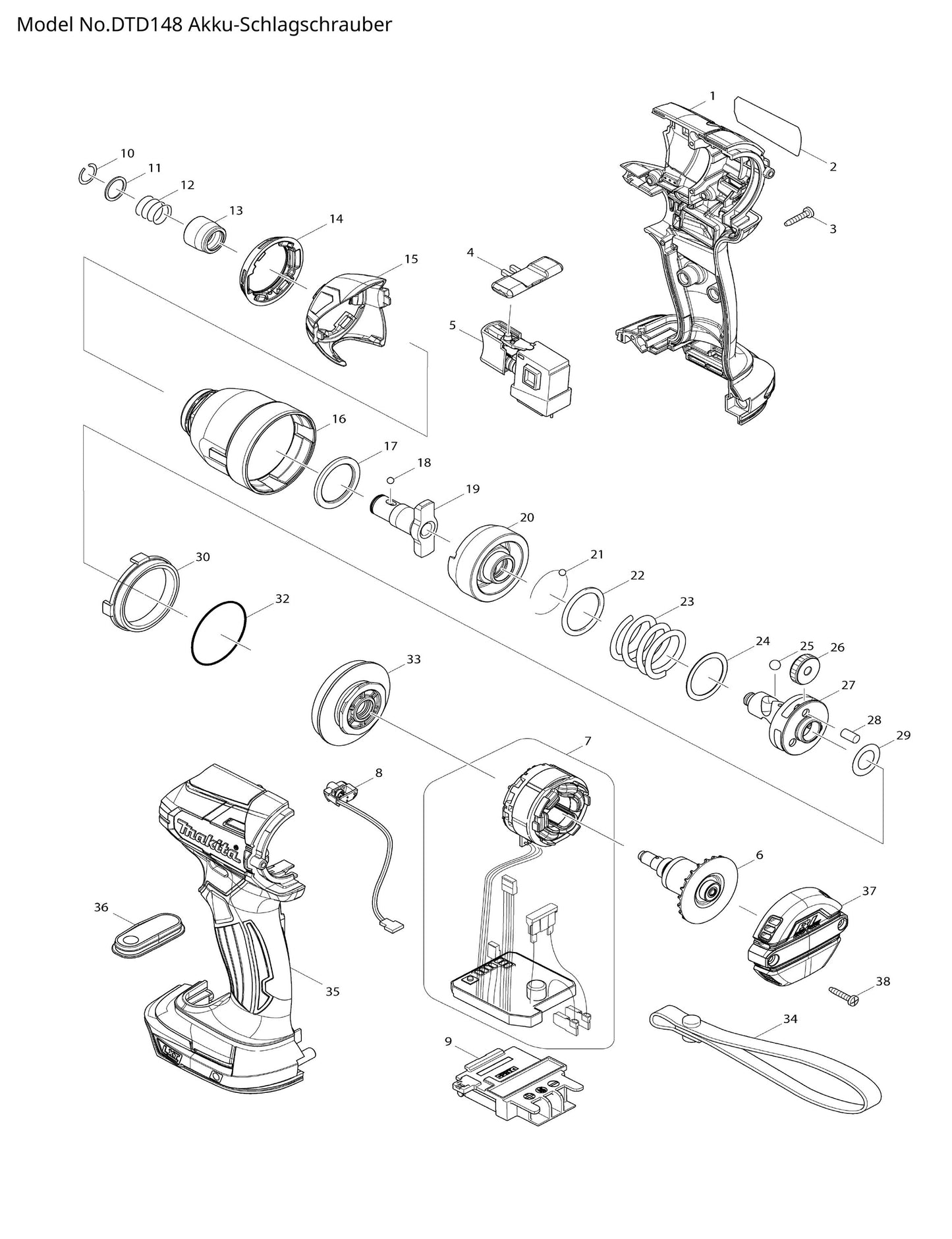 Makita DTD148 Ersatzteile