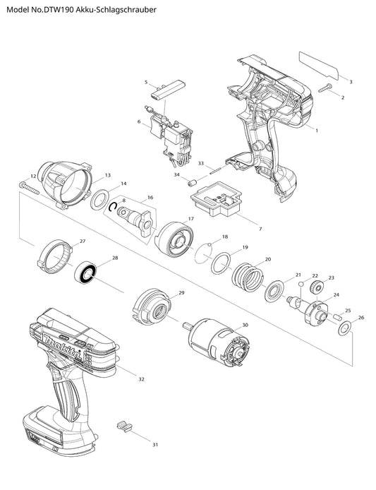 Makita DTW190 Ersatzteile