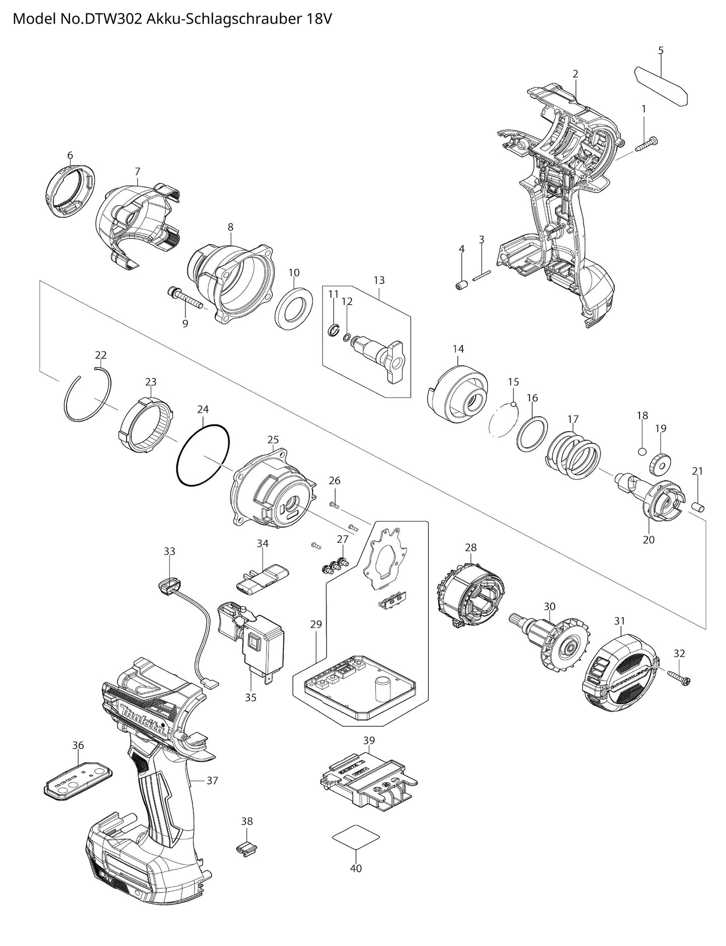 Makita DTW302 Ersatzteile