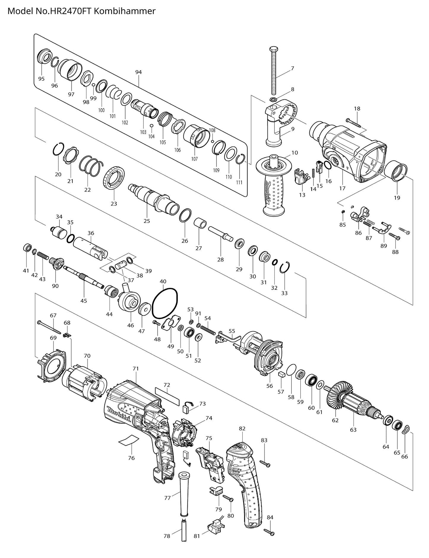 Makita HR2470FT Ersatzteile
