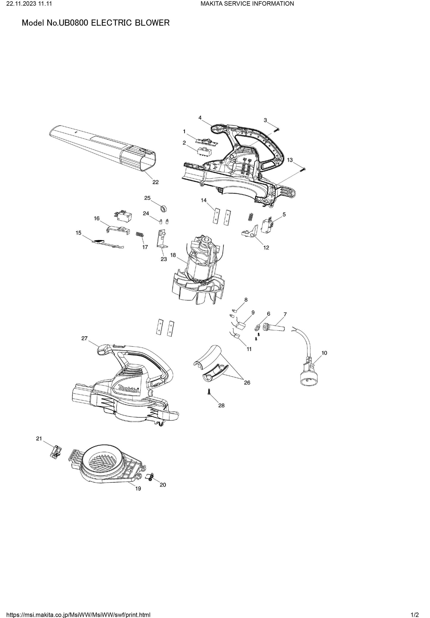 Makita UB0800 Ersatzteile