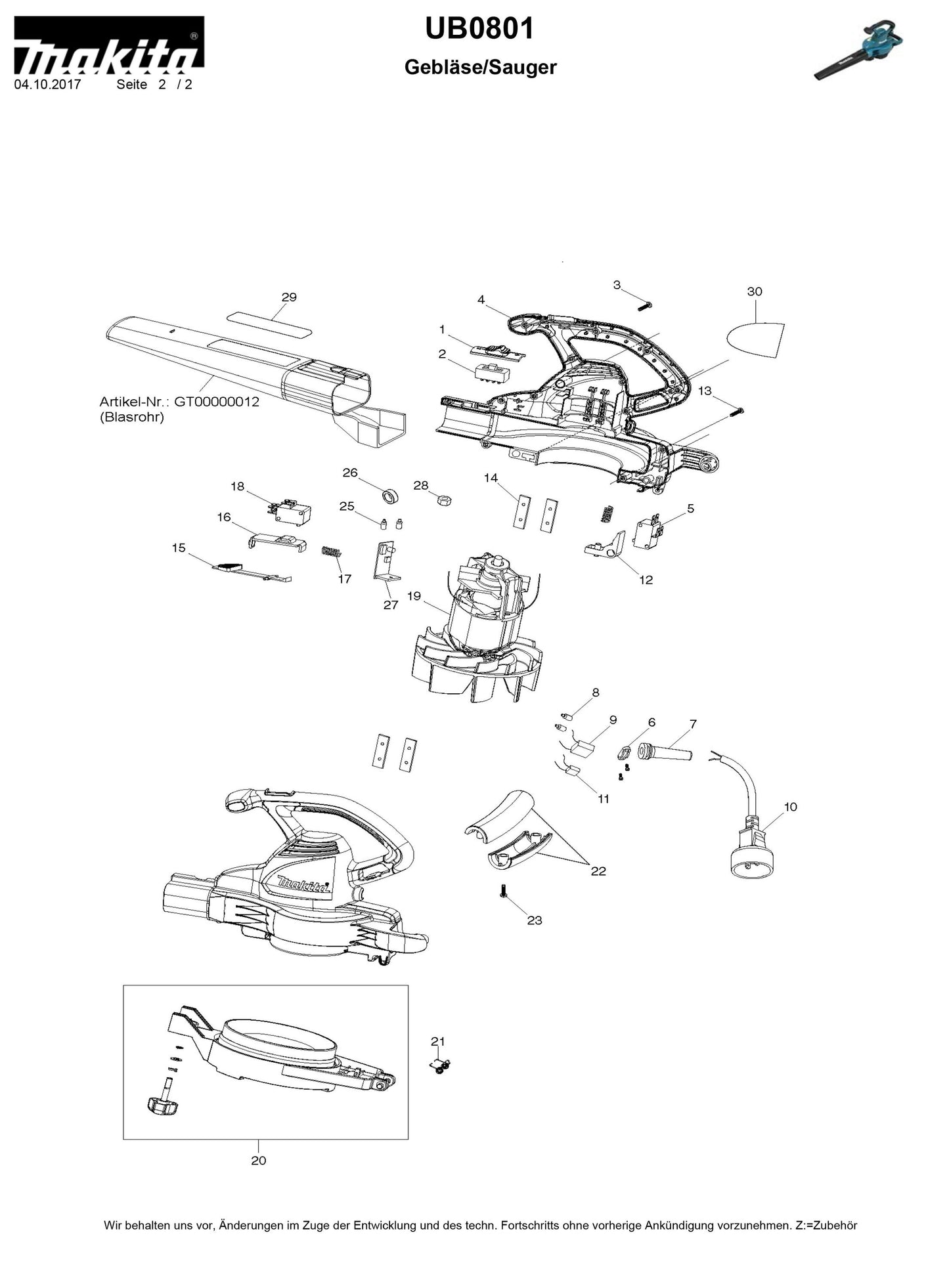 Makita UB0801V Ersatzteile