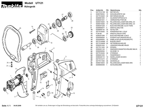 Makita UT121 Ersatzteile