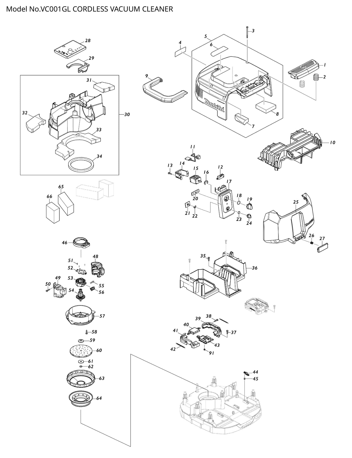 Makita VC001GL Ersatzteile