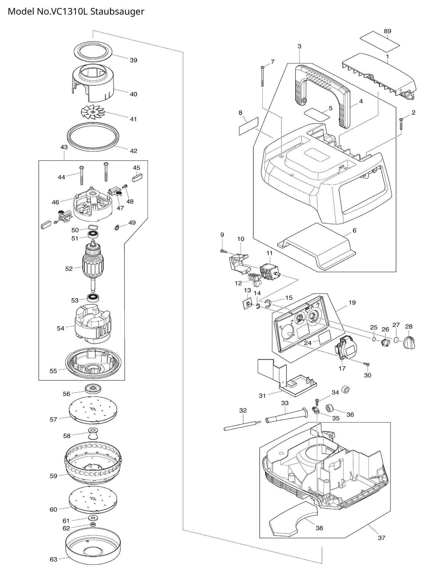Makita VC1310L Ersatzteile