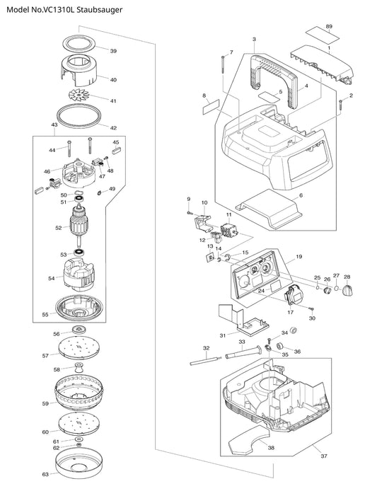Makita VC1310L Ersatzteile