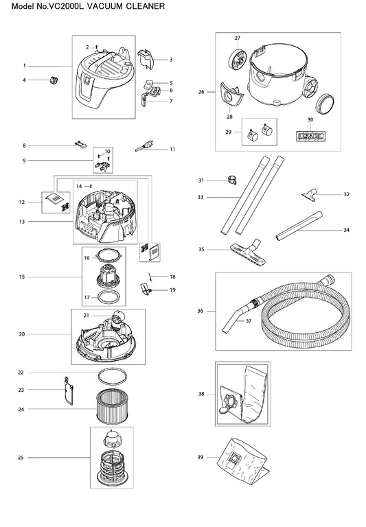Makita VC2000L Ersatzteile