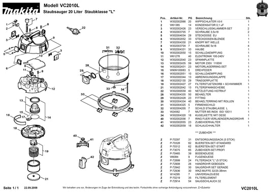 Makita VC2010L Ersatzteile