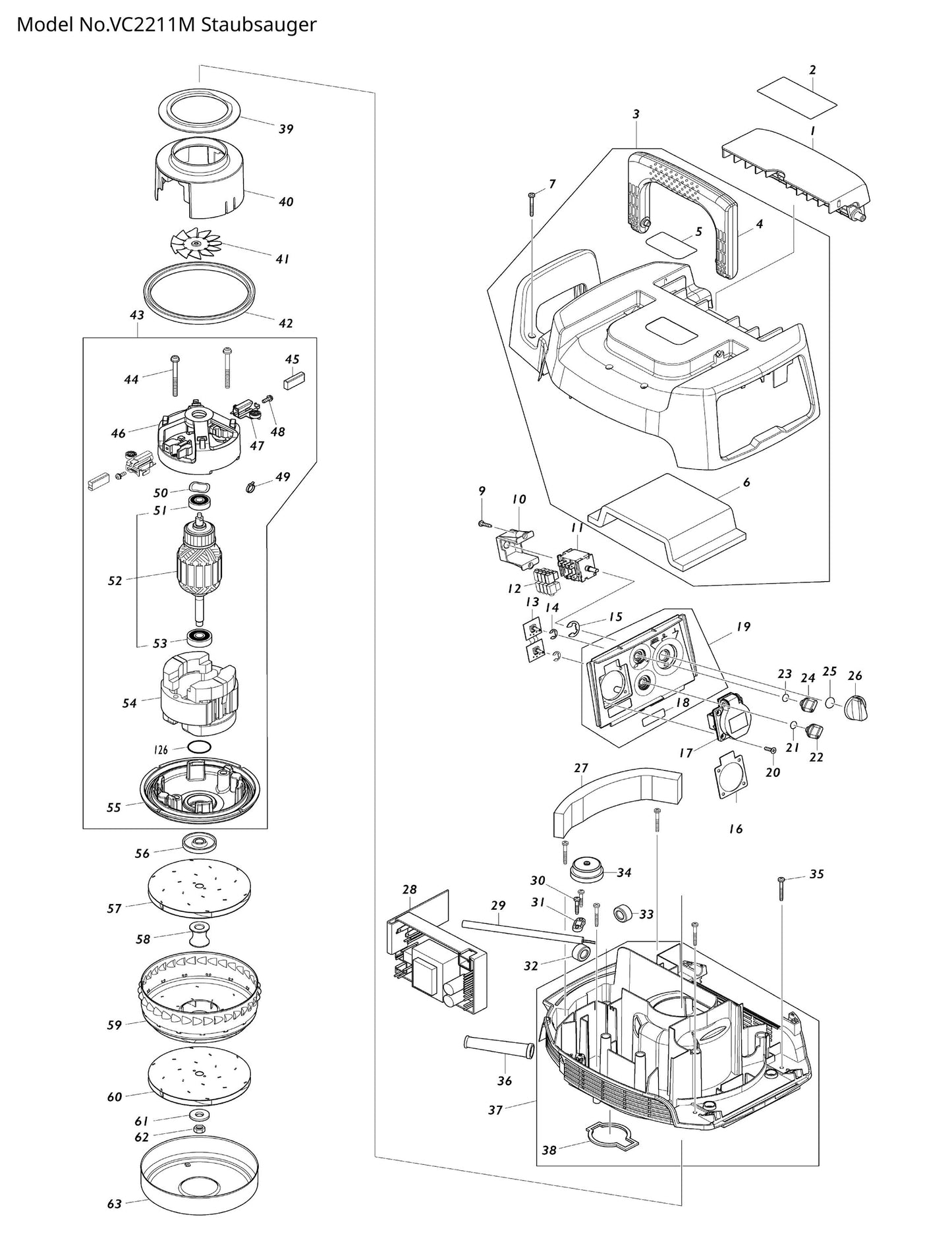 Makita VC2211M Ersatzteile