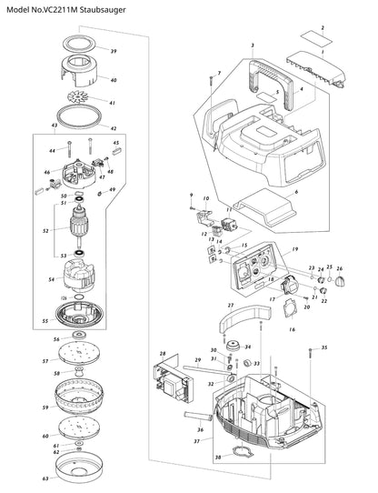 Makita VC2211M Ersatzteile
