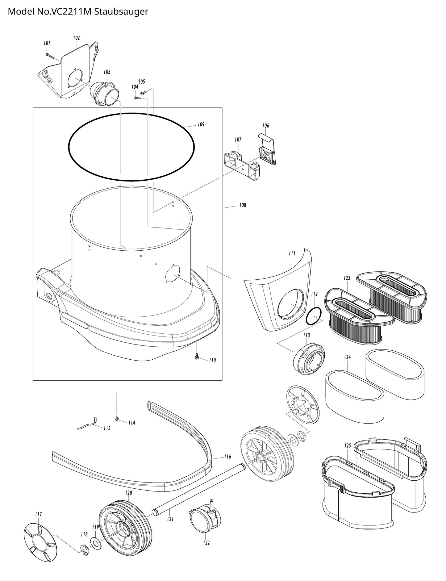 Makita VC2211M Ersatzteile