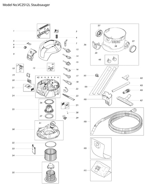 Makita VC2512L Ersatzteile