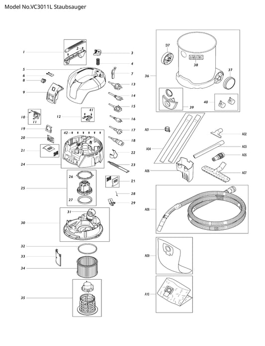 Makita VC3011M Ersatzteile