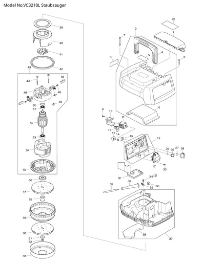 Makita VC3210L Ersatzteile