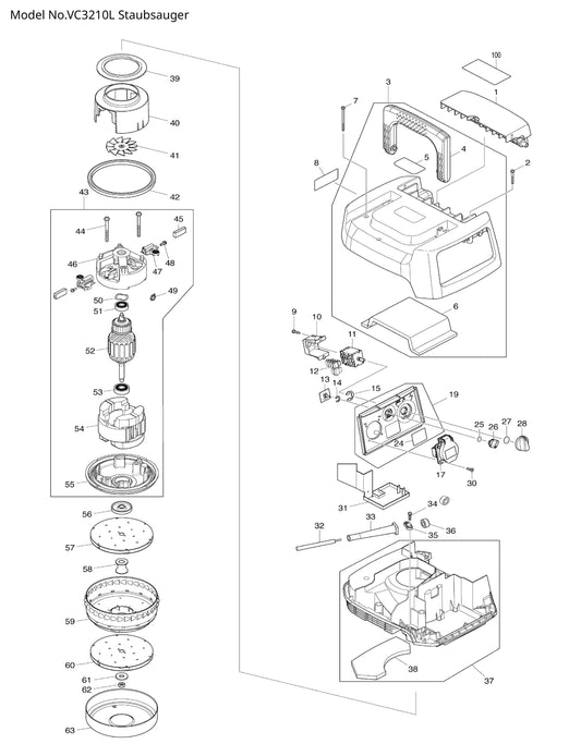 Makita VC3210L Ersatzteile
