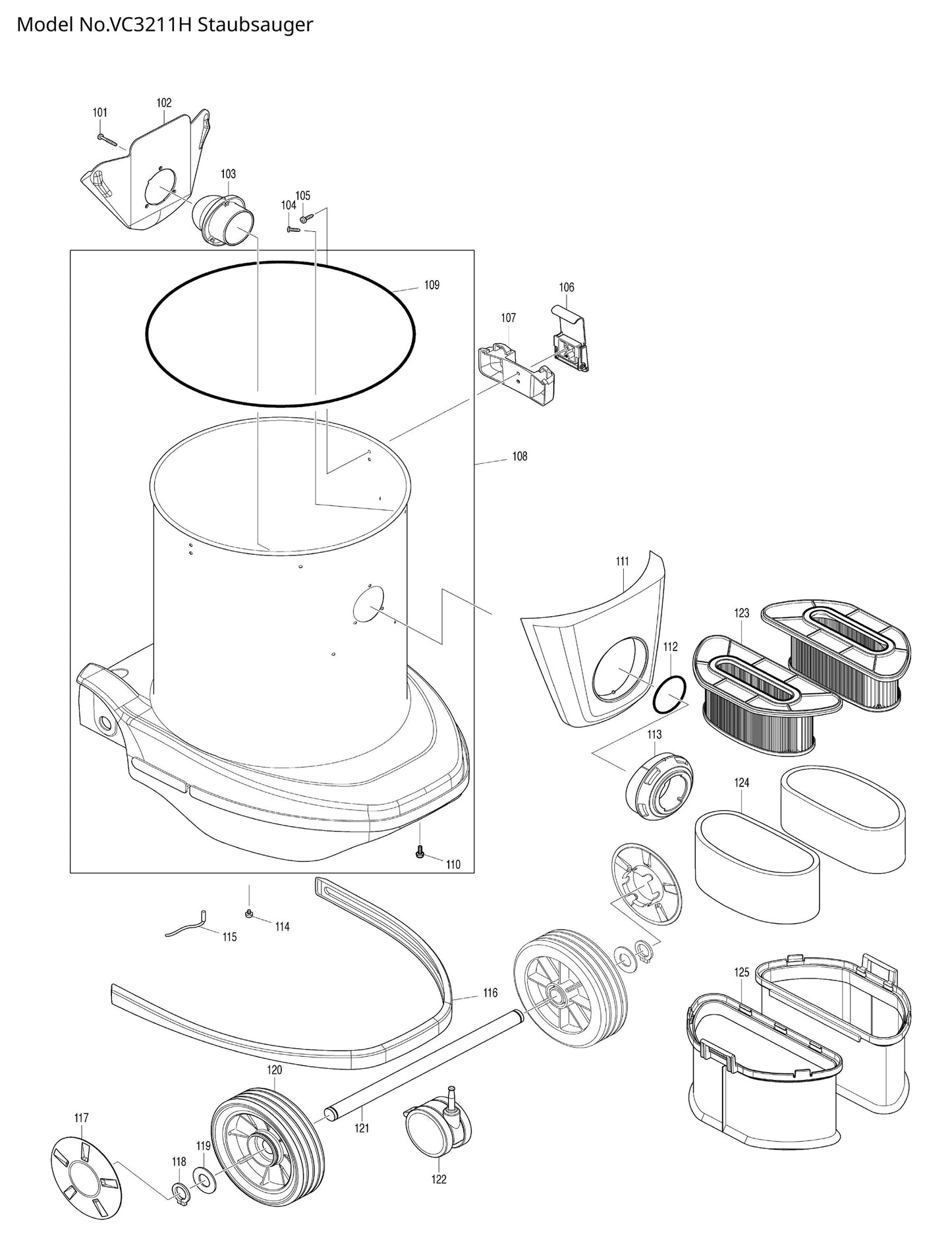 Makita VC3211H Ersatzteile
