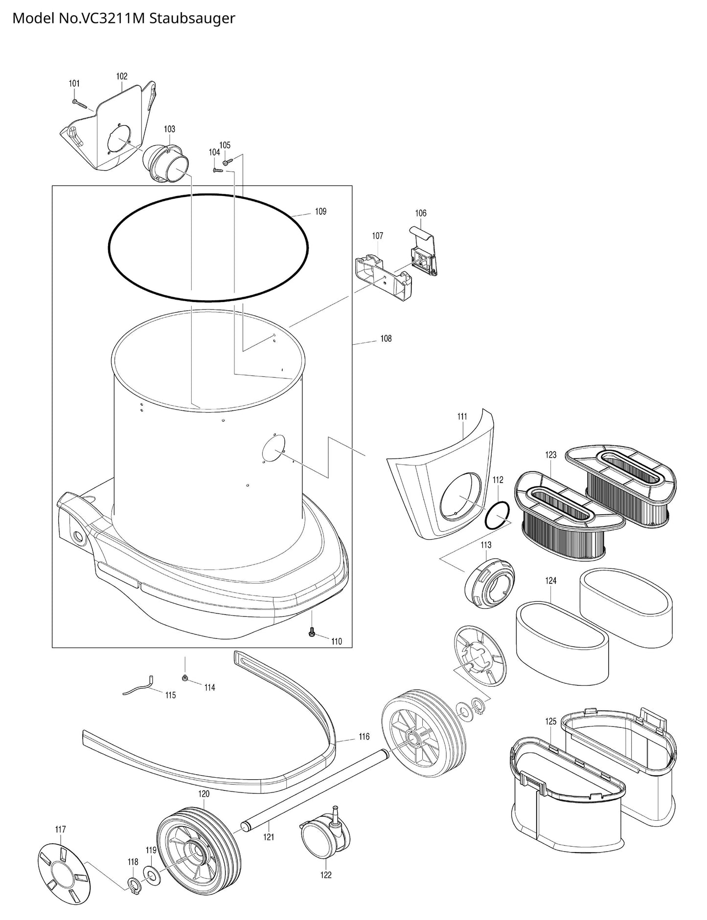 Makita VC3211M Ersatzteile