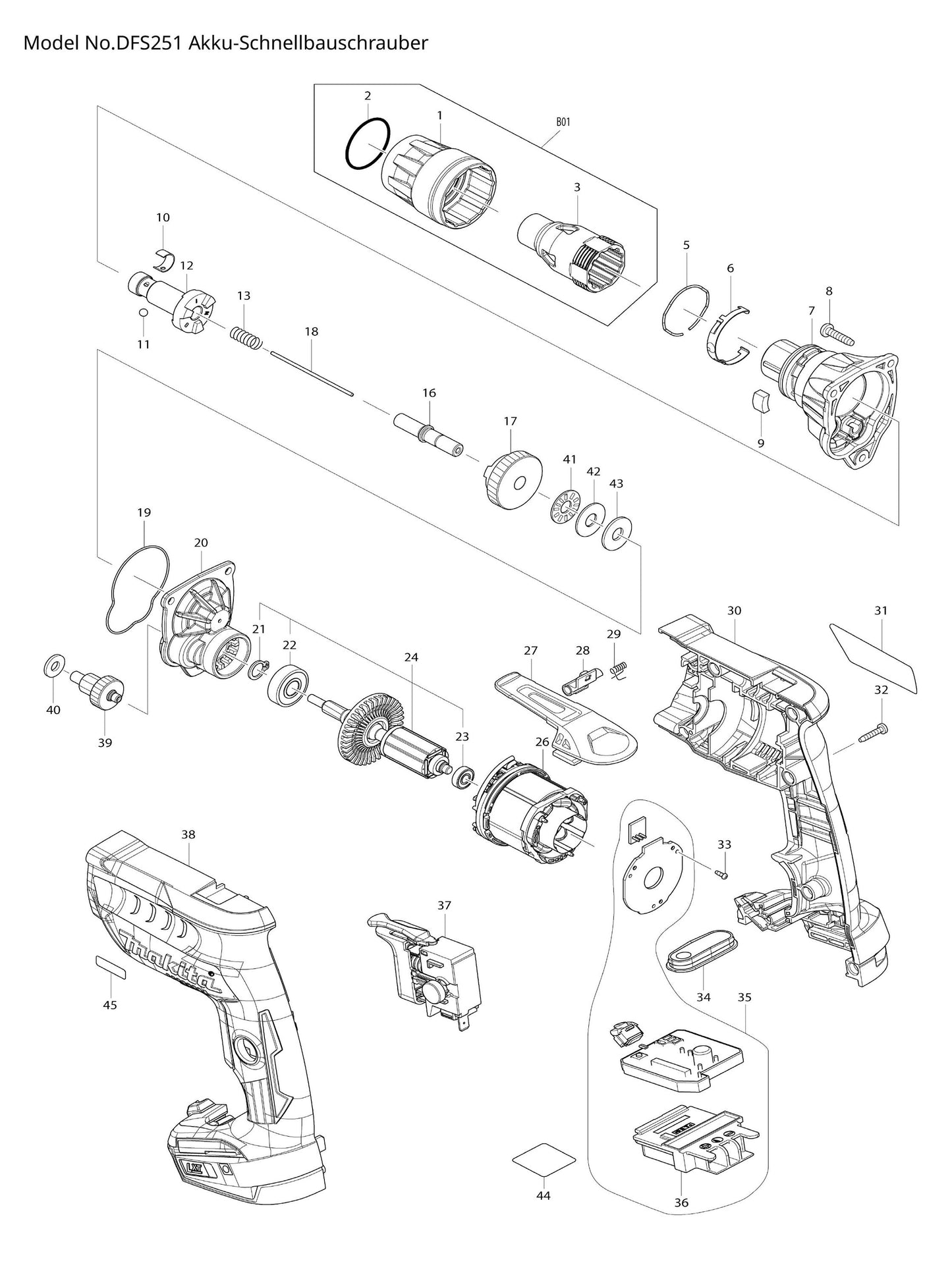 Makita DFS251 Ersatzteile