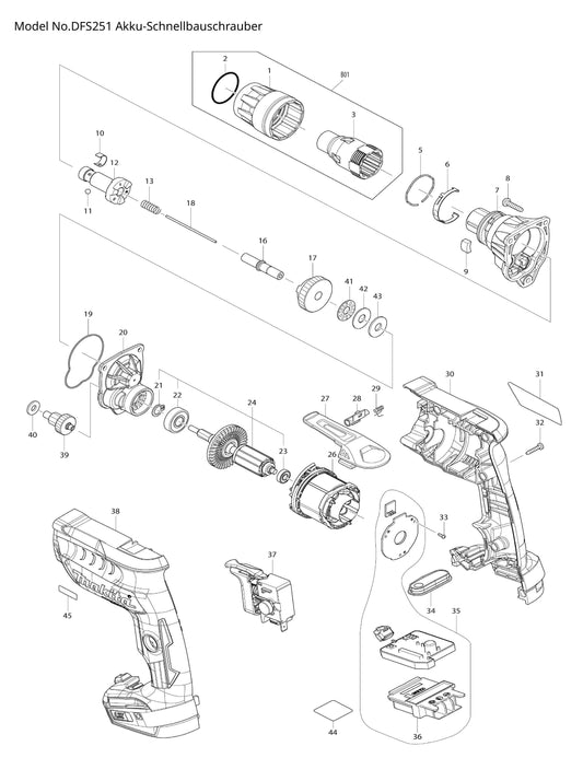 Makita DFS251 Ersatzteile