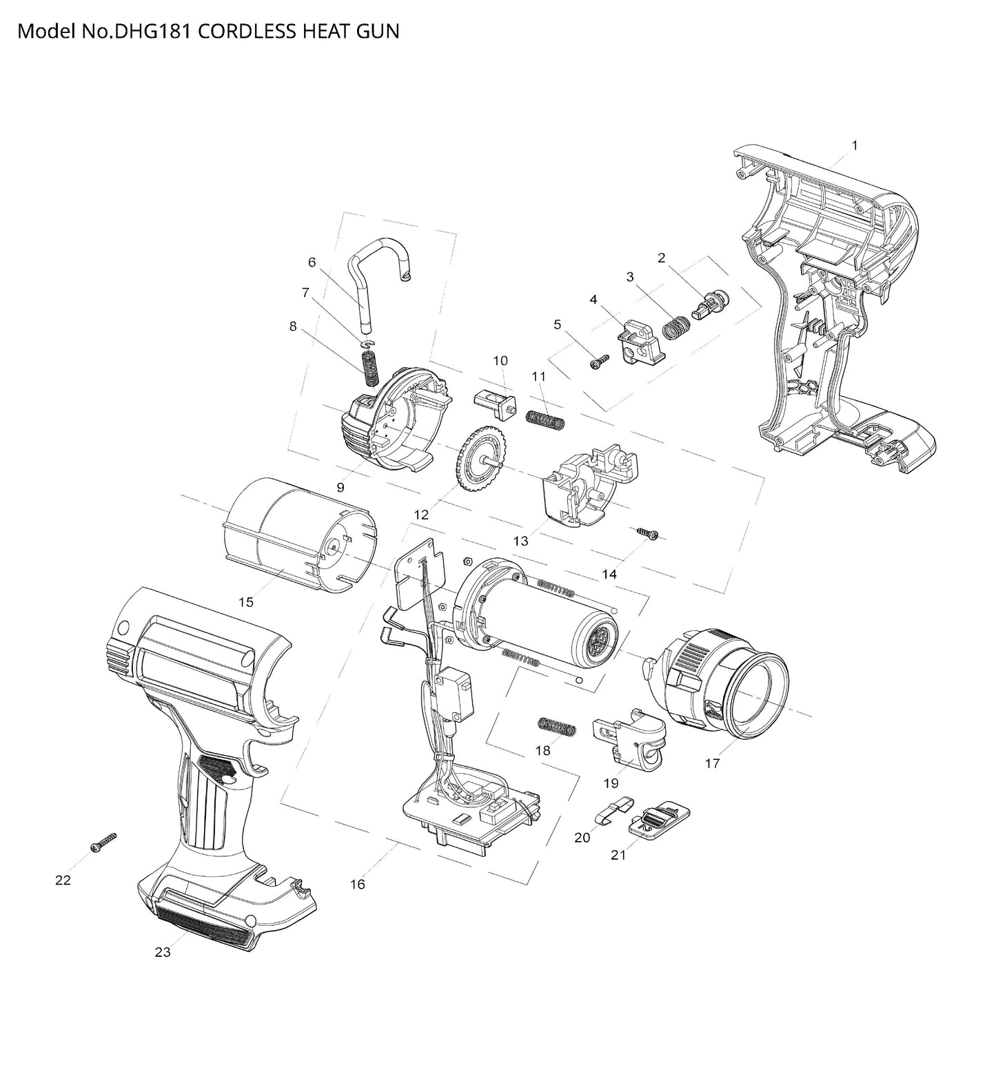 Makita DHG181 Ersatzteile
